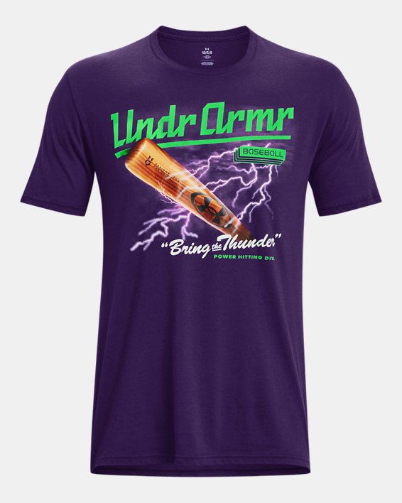 Men's UA Lightning Script Baseball Short Sleeve, Purple, pdpMainDesktop image number 4